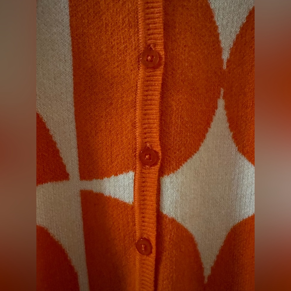 NWT Girls’ Sz. 2-3 Years Mini Kardi Orange and White Half Moon Cardigan - Picture 4 of 11